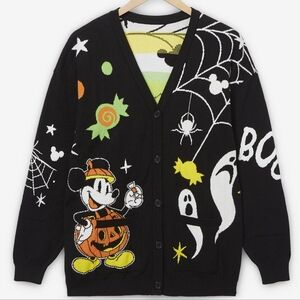 Disney Halloween Cardigan Mickey Ghost Pumpkin Design